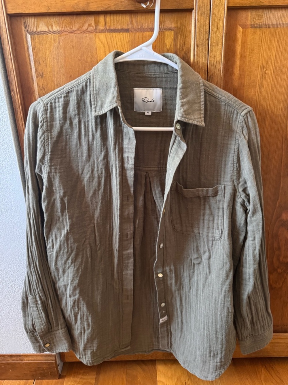 Rails Olive Green Button-Up Top